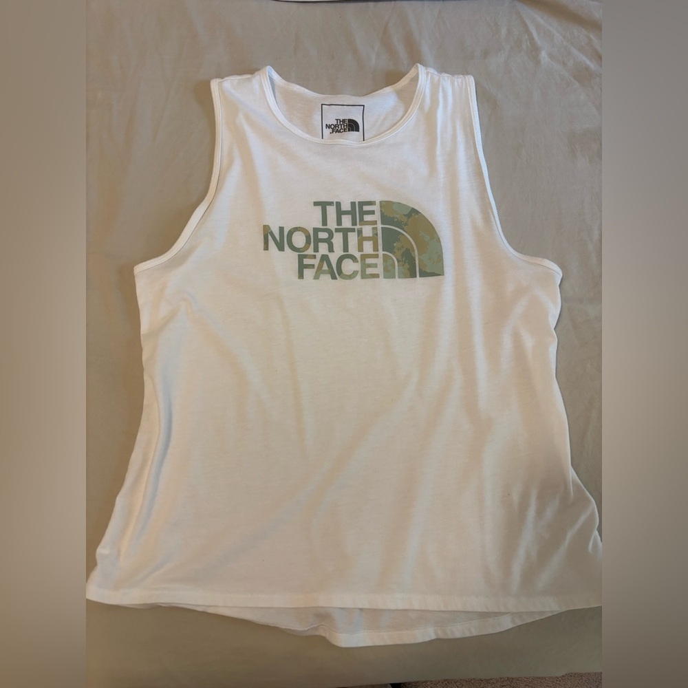 The North Face Women's White Tank Top with Green Logo